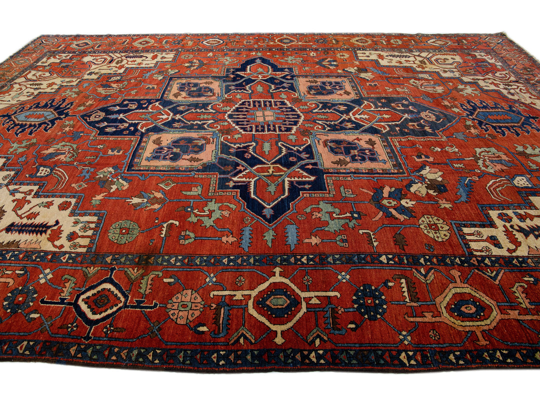 Antique Serapi Wool Rug 12 X 17