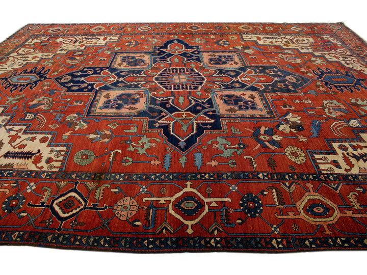 Antique Serapi Wool Rug 12 X 17