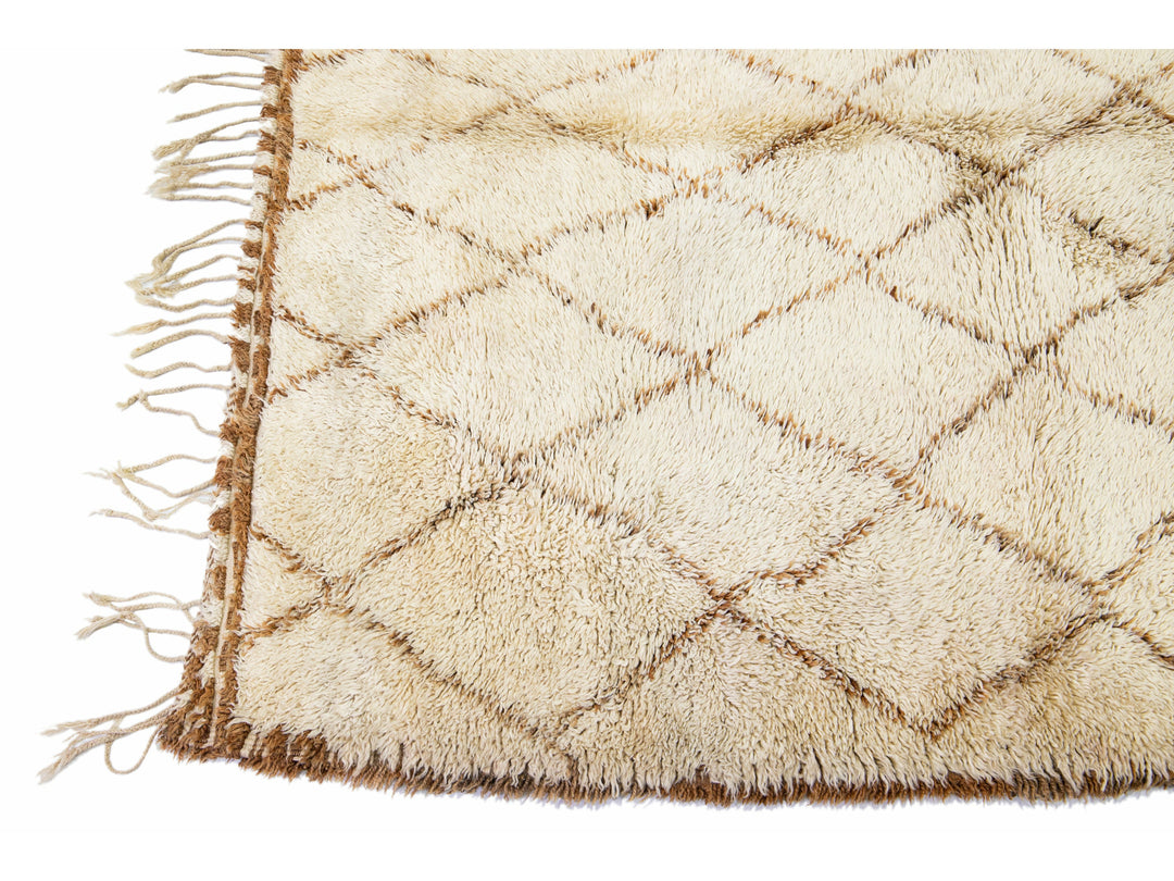 Modern Beige Moroccan Wool Rug 7 X 12