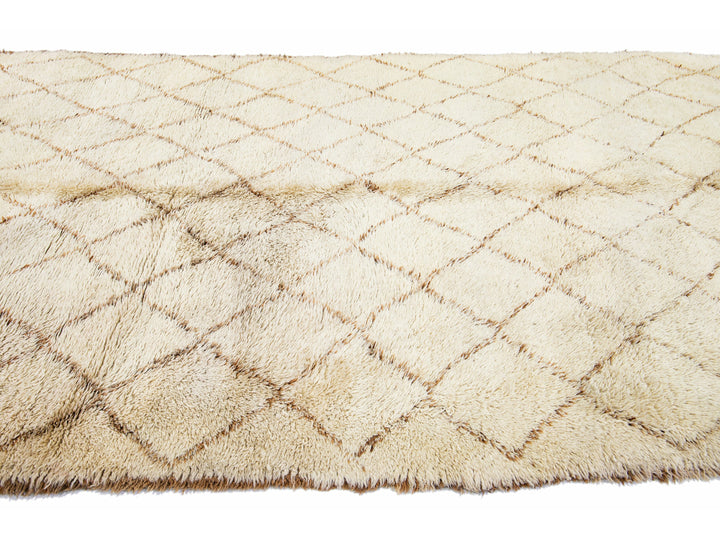 Modern Beige Moroccan Wool Rug 7 X 12