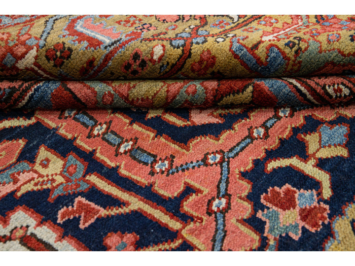 Antique Heriz Wool Rug 10 X 14