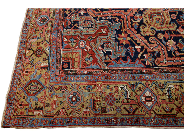 Antique Heriz Wool Rug 10 X 14