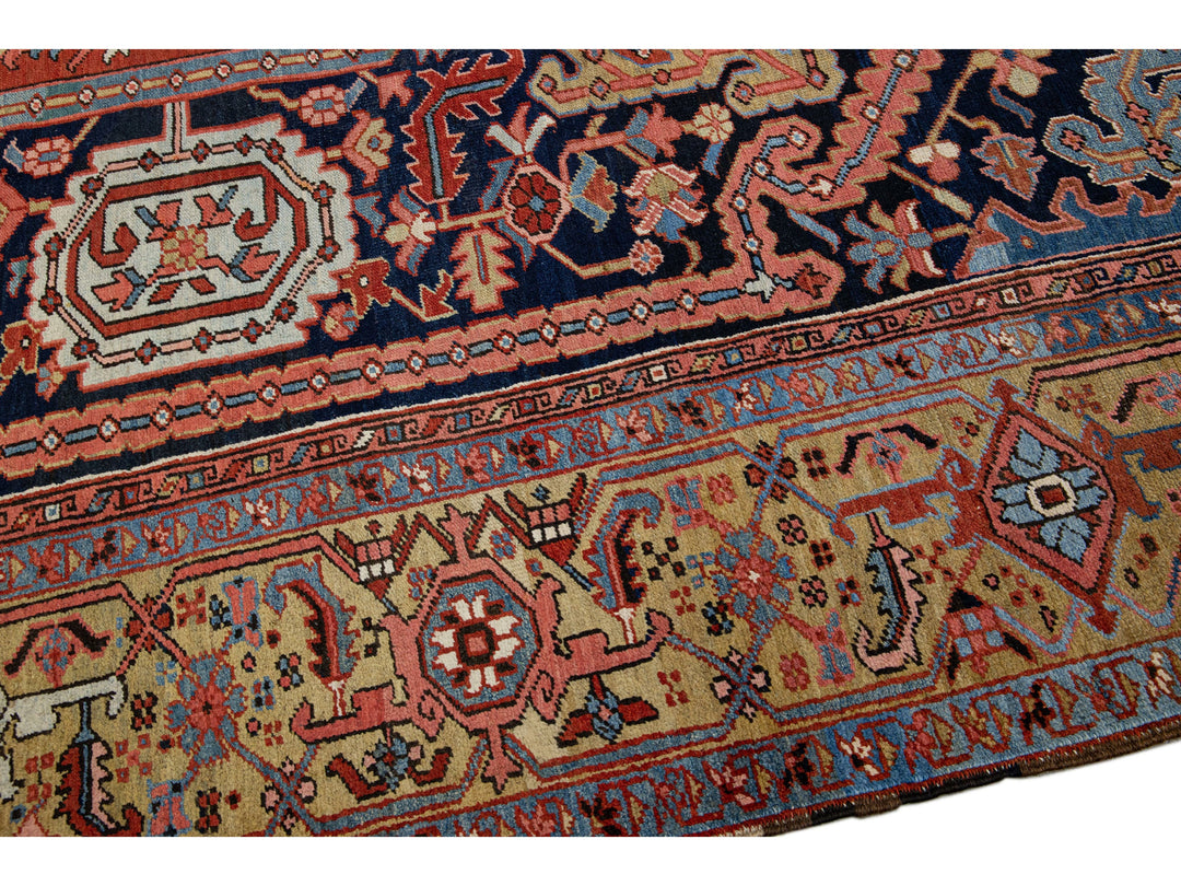 Antique Heriz Wool Rug 10 X 14