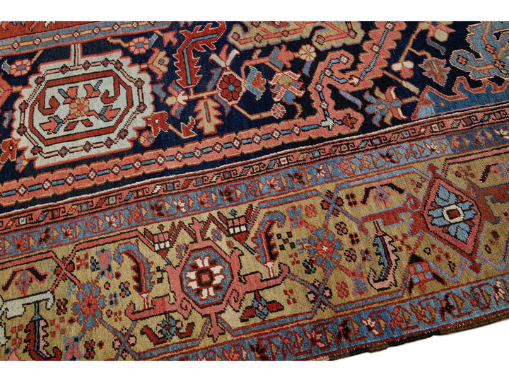 Antique Heriz Wool Rug 10 X 14
