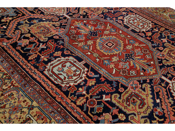 Antique Heriz Wool Rug 10 X 14