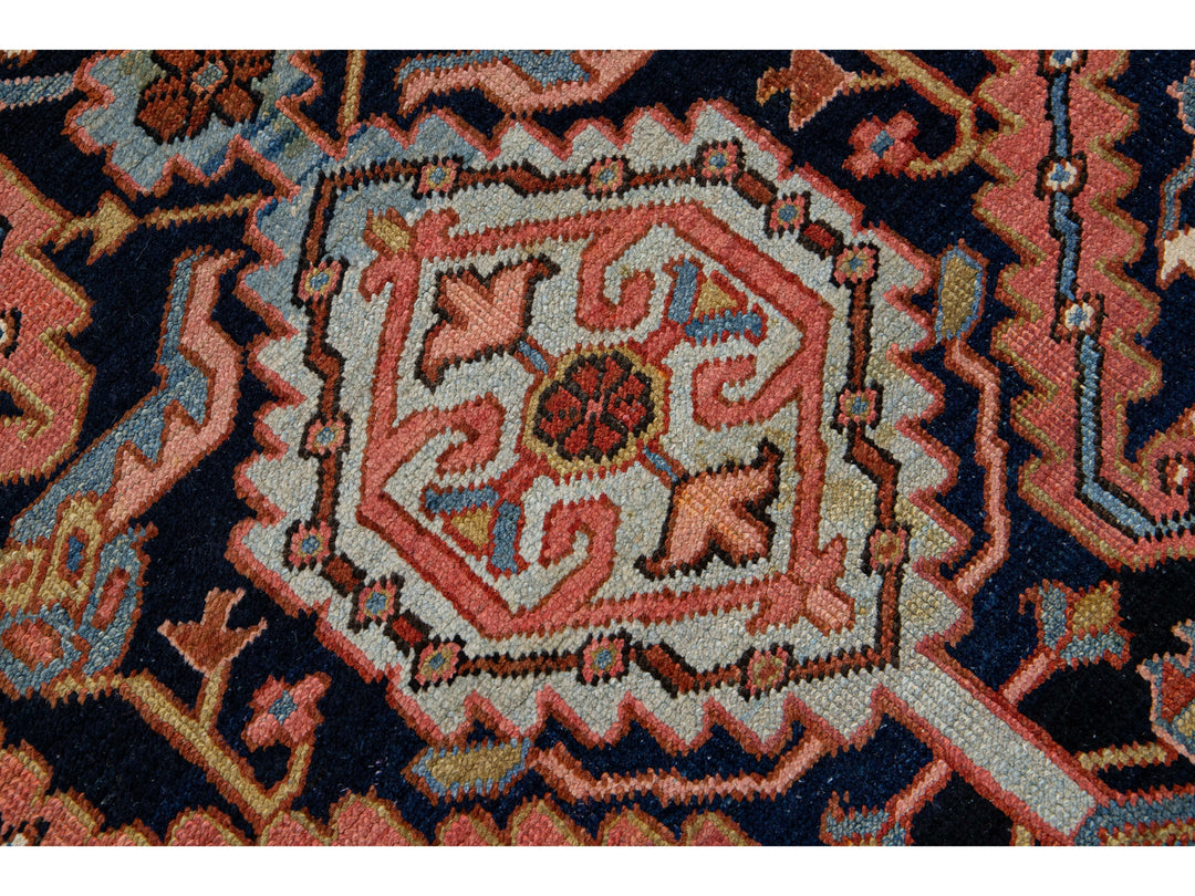 Antique Heriz Wool Rug 10 X 14