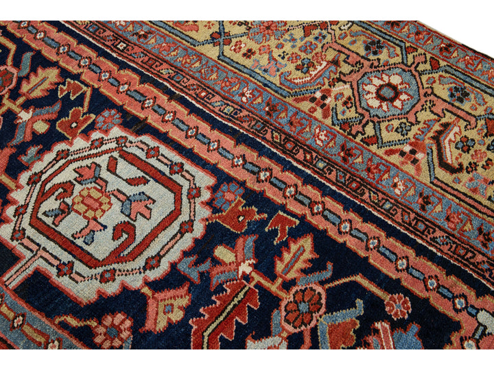 Antique Heriz Wool Rug 10 X 14