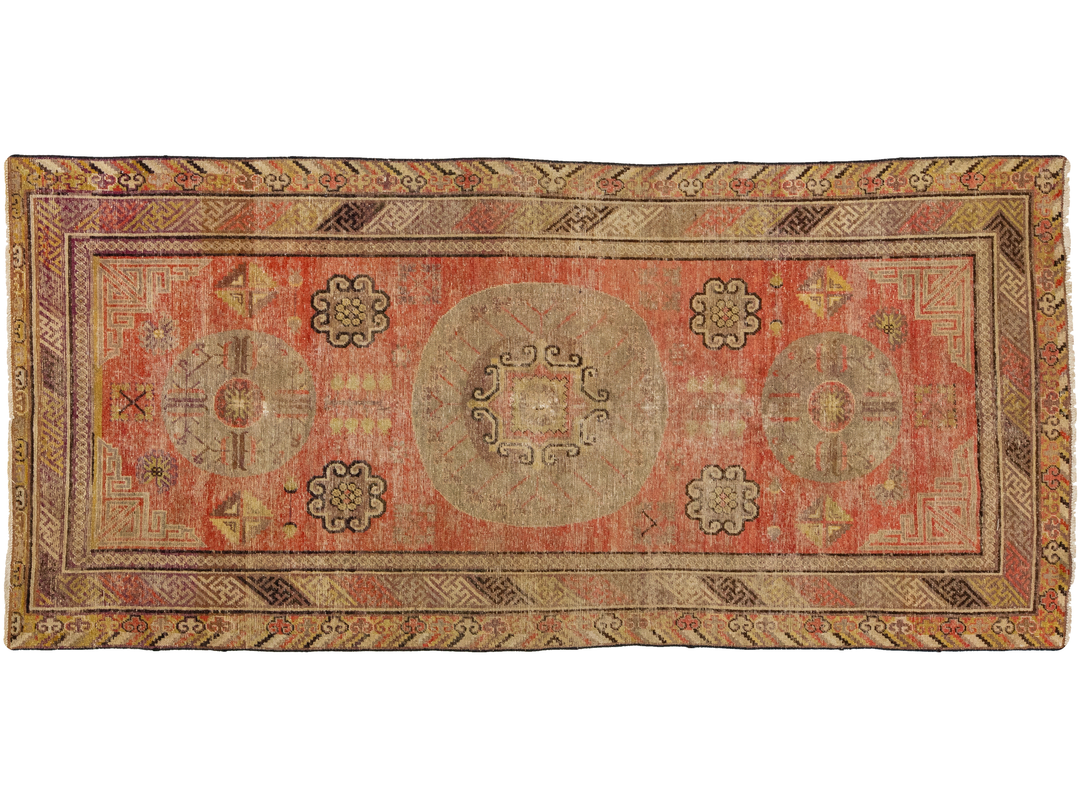 Antique Khotan Wool Rug 4 X 10
