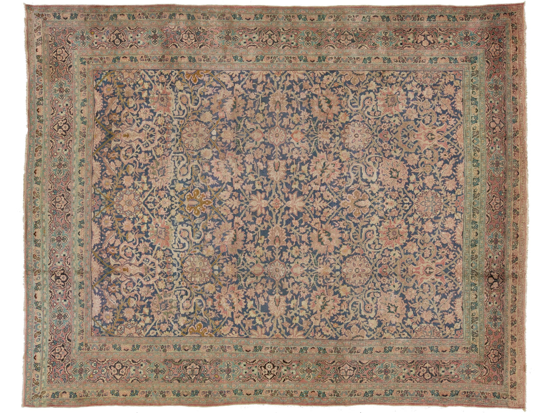 Antique Tabriz Wool Rug 11 X 14