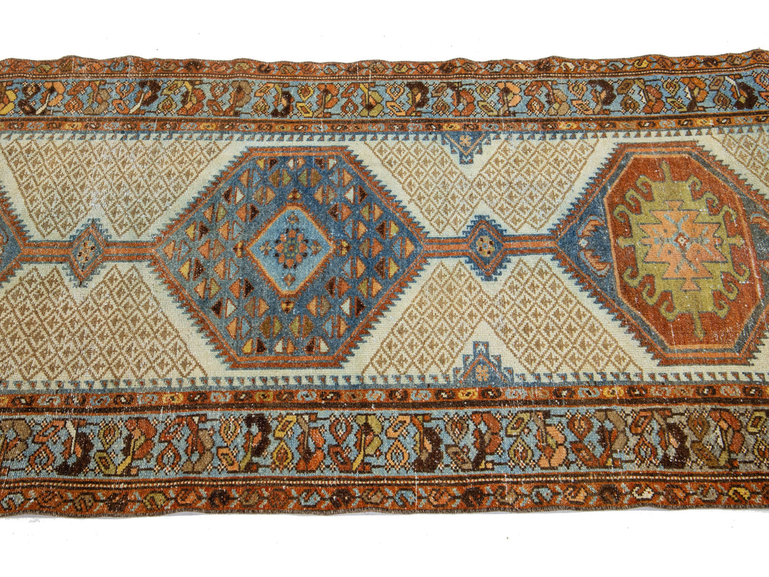 Antique Hamadan Wool Runner 3 X 16