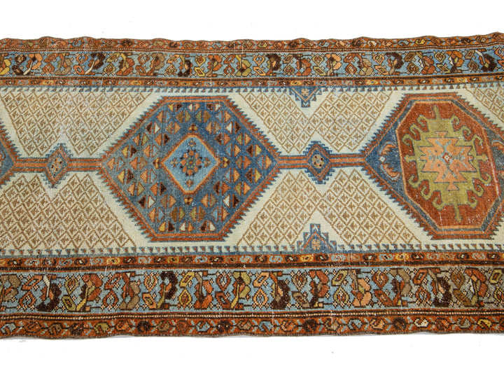 Antique Hamadan Wool Runner 3 X 16