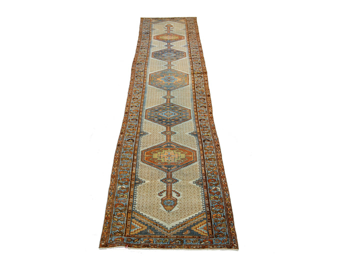 Antique Hamadan Wool Runner 3 X 16