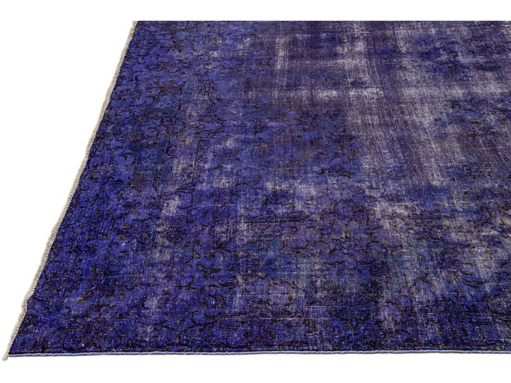 Purple Vintage Overdyed Handmade Medallion Motif Oversize Wool Rug