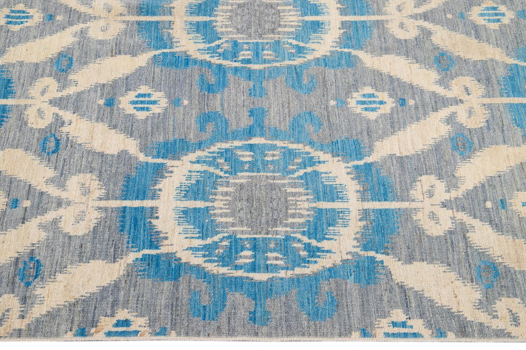 21st Century Modern Ikat Wool Rug 9' x 12'
