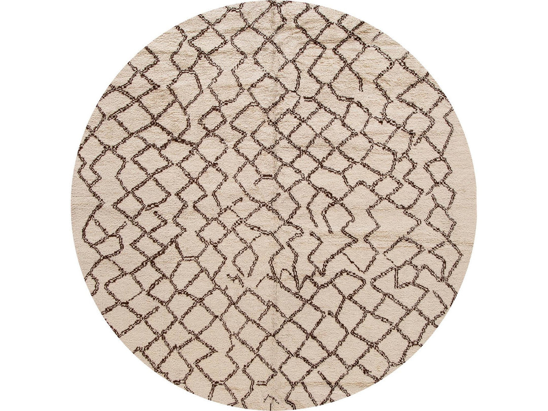 Modern Moroccan Beige Wool Rug 9 X 14