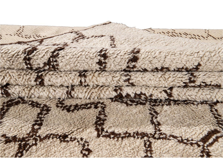 Modern Moroccan Beige Wool Rug 9 X 14