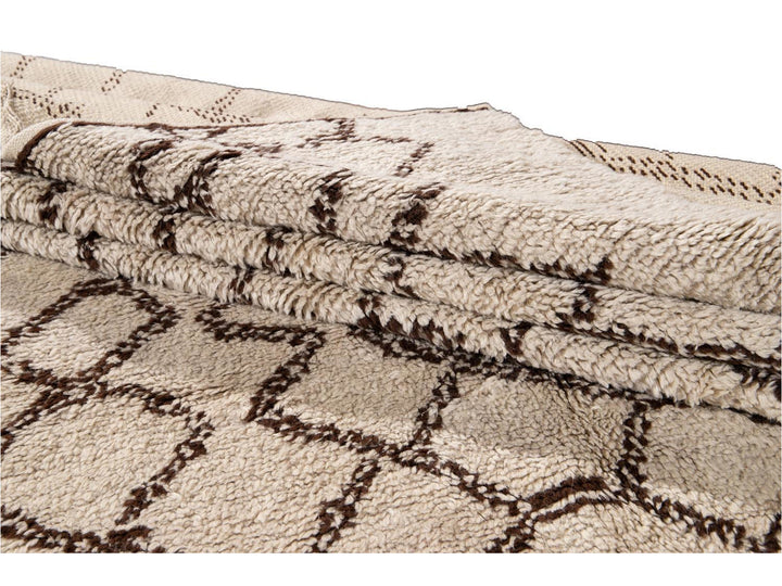 Modern Moroccan Beige Wool Rug 9 X 14