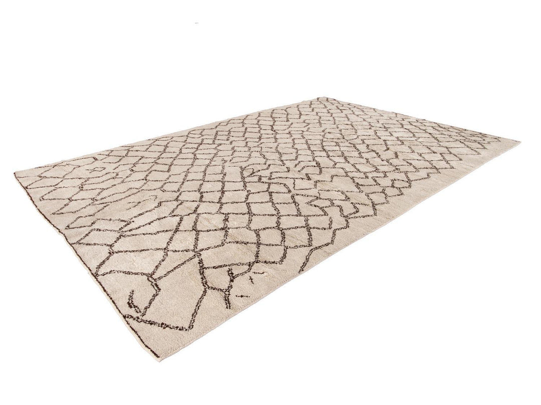 Modern Moroccan Beige Wool Rug 9 X 14