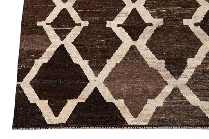 Modern Abstract Kilim Wool Rug 8 X 10