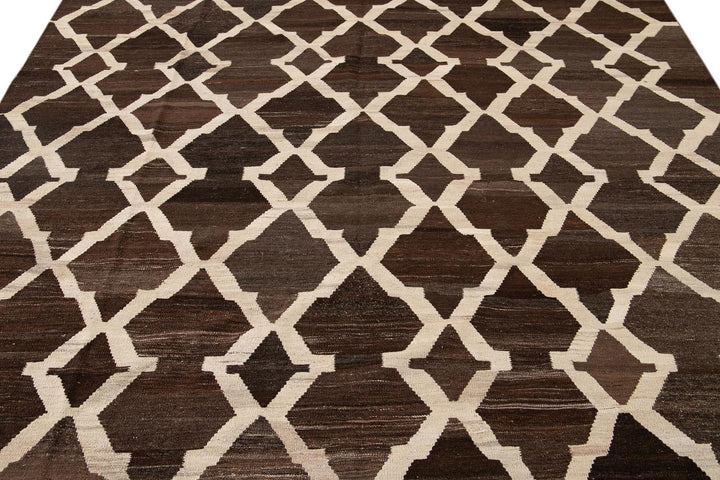 Modern Abstract Kilim Wool Rug 8 X 10