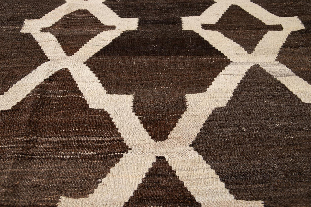 Modern Abstract Kilim Wool Rug 8 X 10