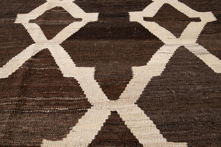 Modern Abstract Kilim Wool Rug 8 X 10