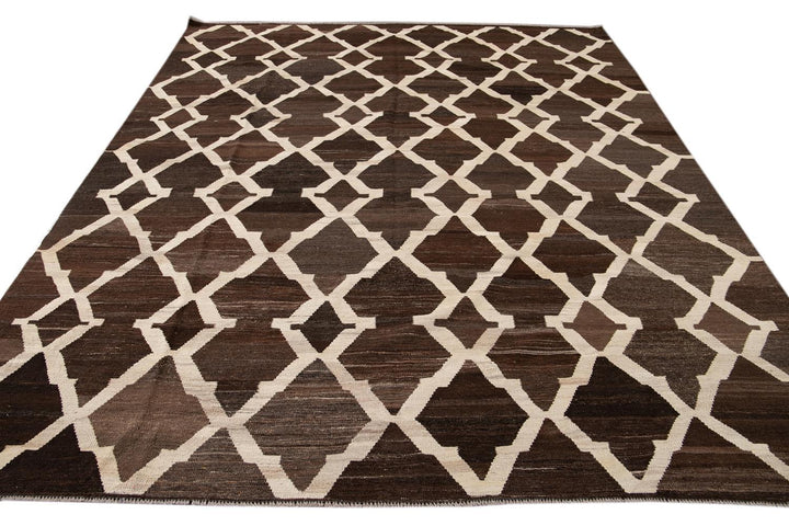 Modern Abstract Kilim Wool Rug 8 X 10