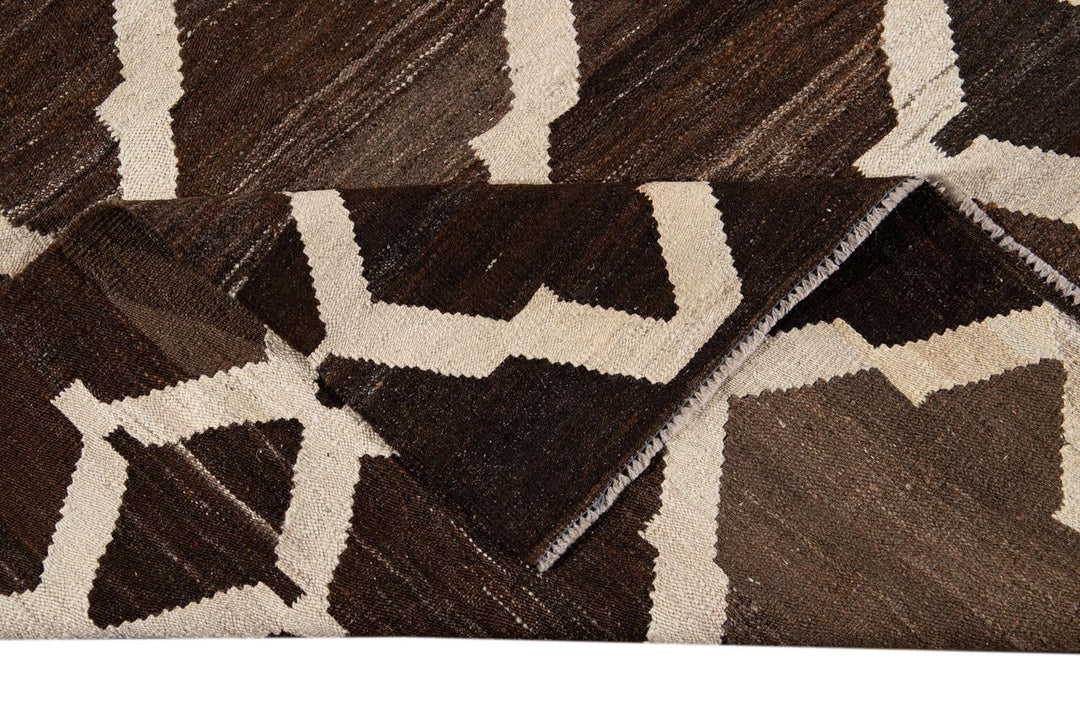 Modern Abstract Kilim Wool Rug 8 X 10