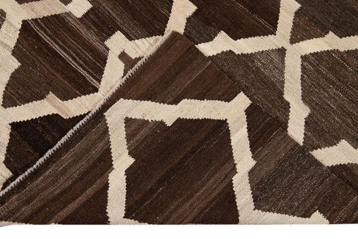 Modern Abstract Kilim Wool Rug 8 X 10