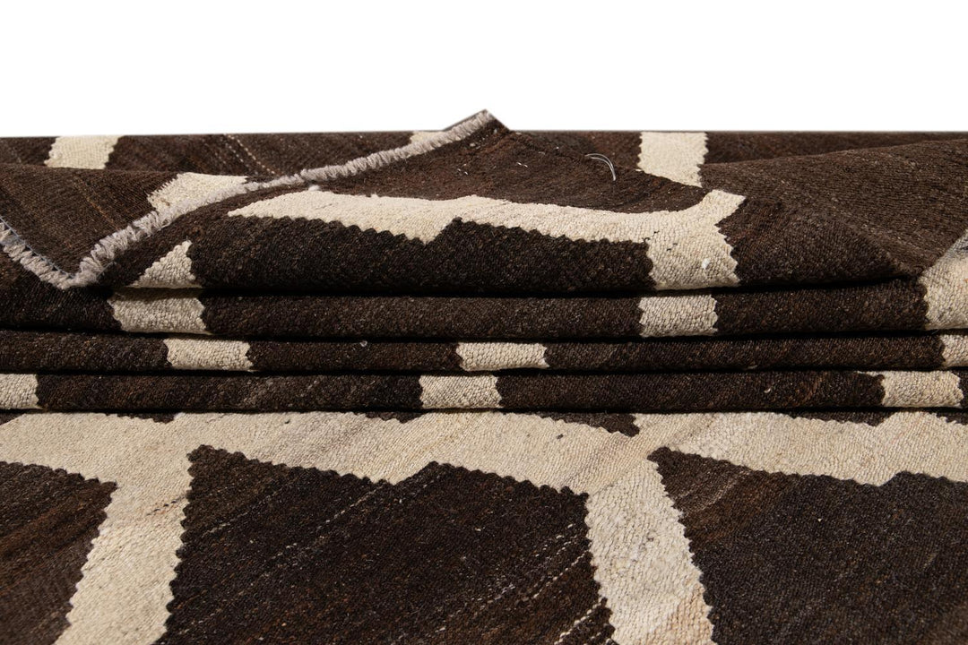 Modern Abstract Kilim Wool Rug 8 X 10