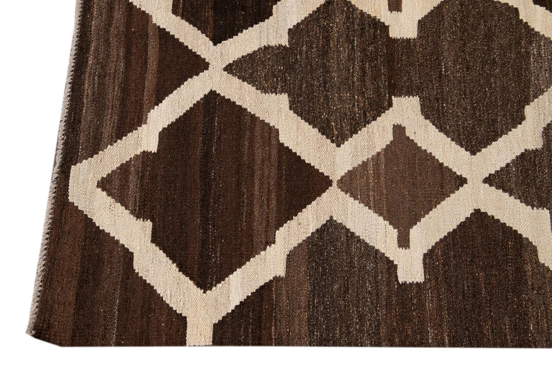 Modern Abstract Kilim Wool Rug 8 X 10