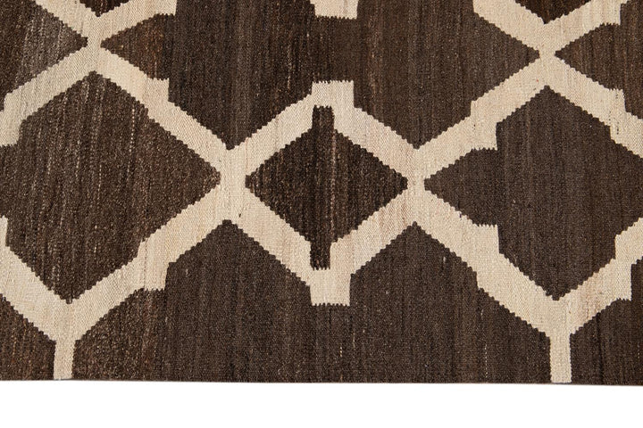 Modern Abstract Kilim Wool Rug 8 X 10