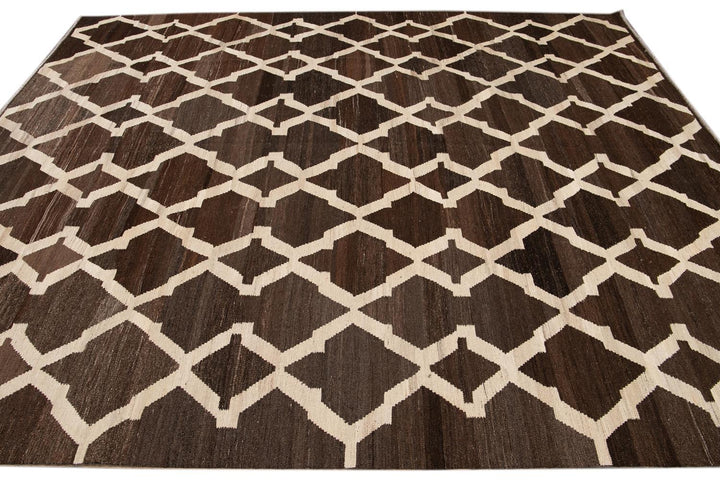 Modern Abstract Kilim Wool Rug 8 X 10