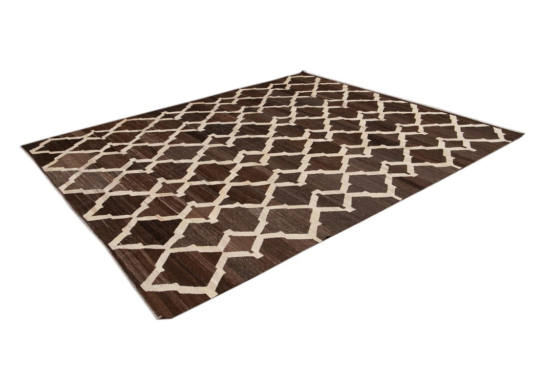 Modern Abstract Kilim Wool Rug 8 X 10