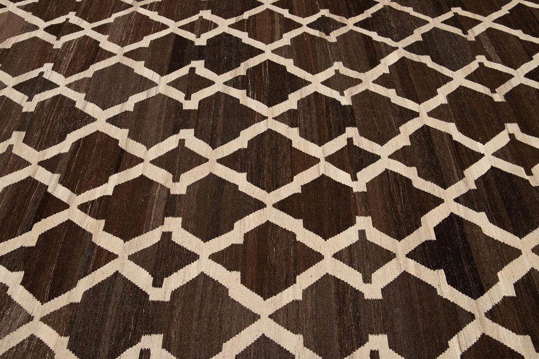 Modern Abstract Kilim Wool Rug 8 X 10