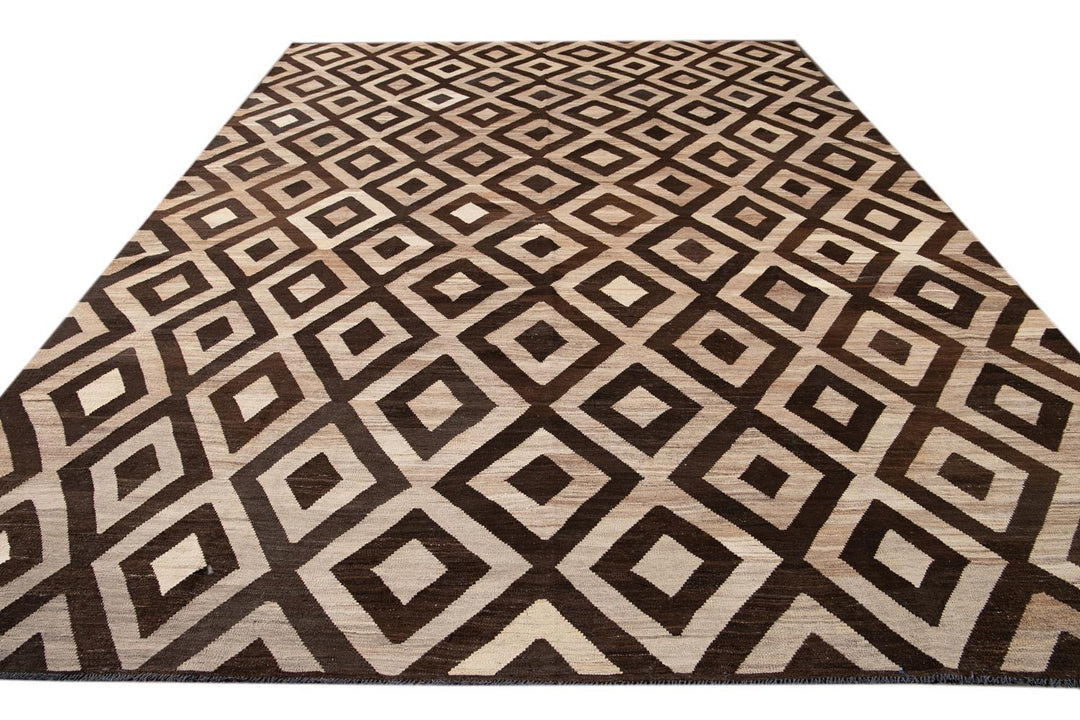 Contemporary Turkish Kilim Wool Rug 10 X 14