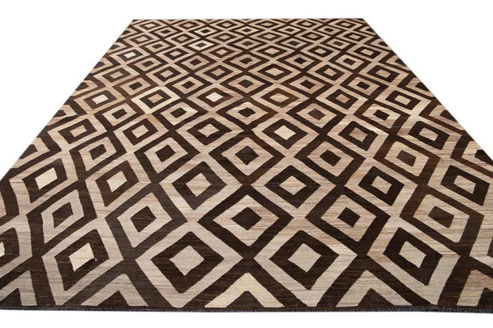 Contemporary Turkish Kilim Wool Rug 10 X 14