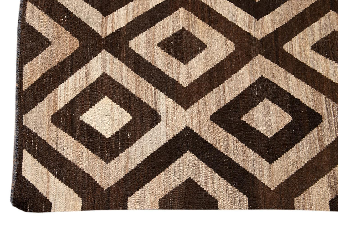 Contemporary Turkish Kilim Wool Rug 10 X 14