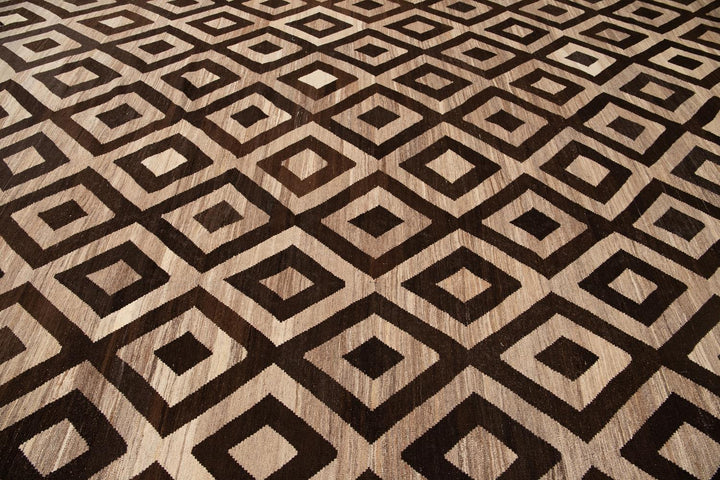 Contemporary Turkish Kilim Wool Rug 10 X 14