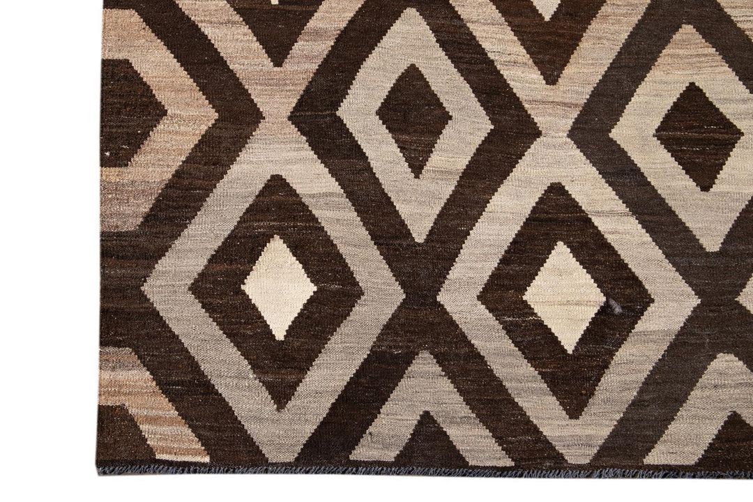 Contemporary Turkish Kilim Wool Rug 10 X 14
