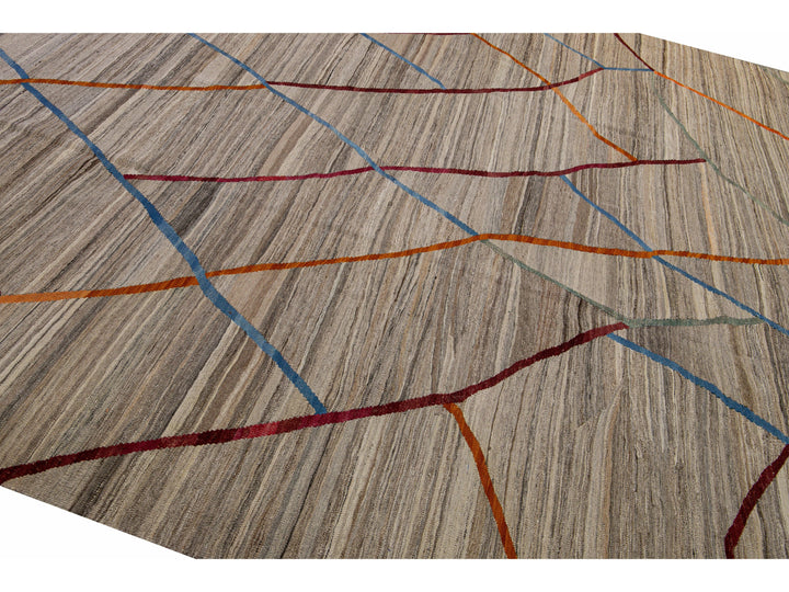 Modern Kilim Square Wool Rug 9 X 10