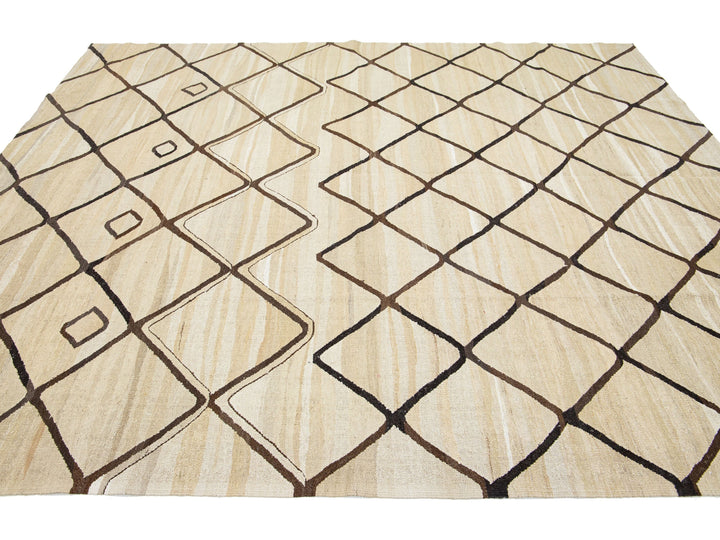 Modern Turkish Kilim Wool Rug 9 X 10