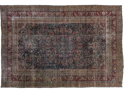 Early 20th Century Overdyed Handmade Gray & Pink Wool Rug