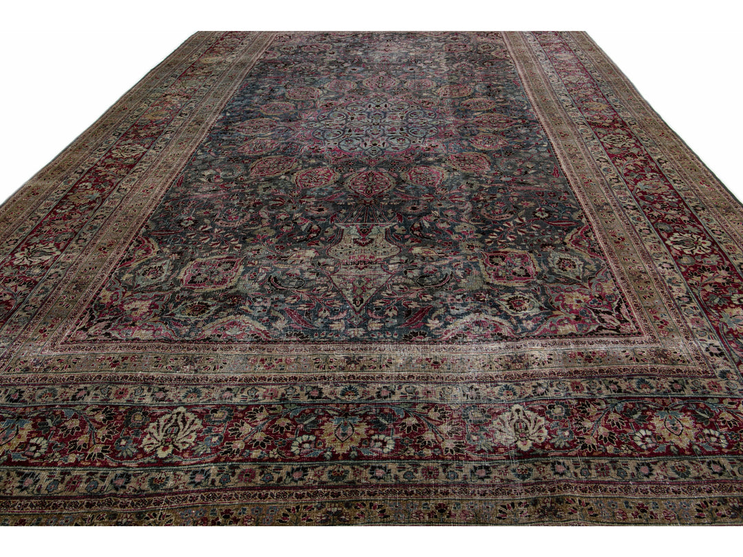 Antique Overdyed Wool Rug 12 X 17