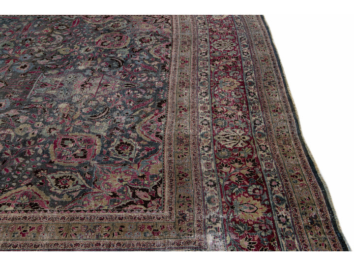 Antique Overdyed Wool Rug 12 X 17