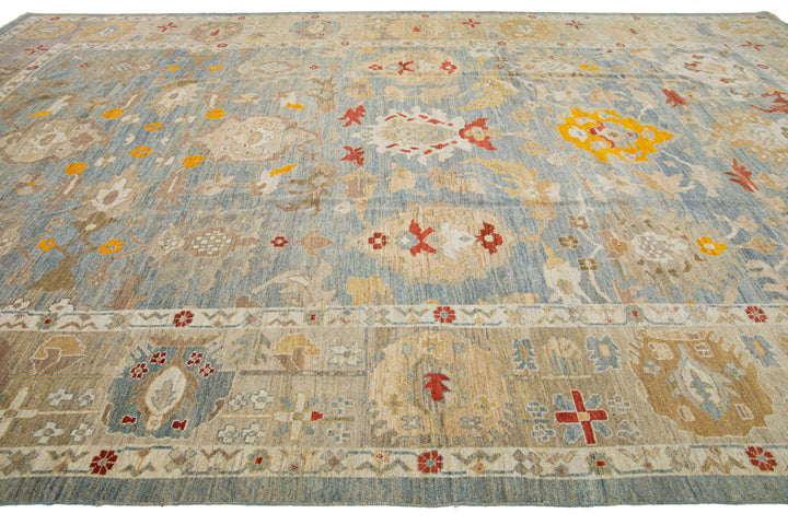 Contemporary Sultanabad Wool Rug 12 X 18