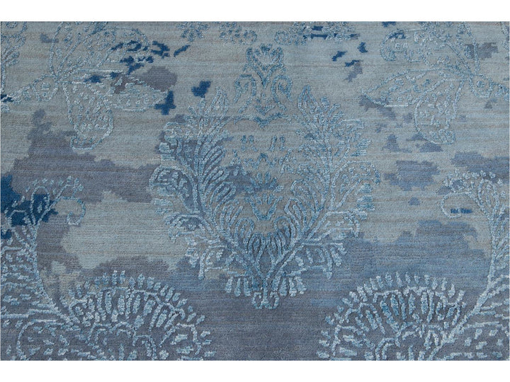 21st Century Modernn Wool and Silk Indian Rug 8 X 10