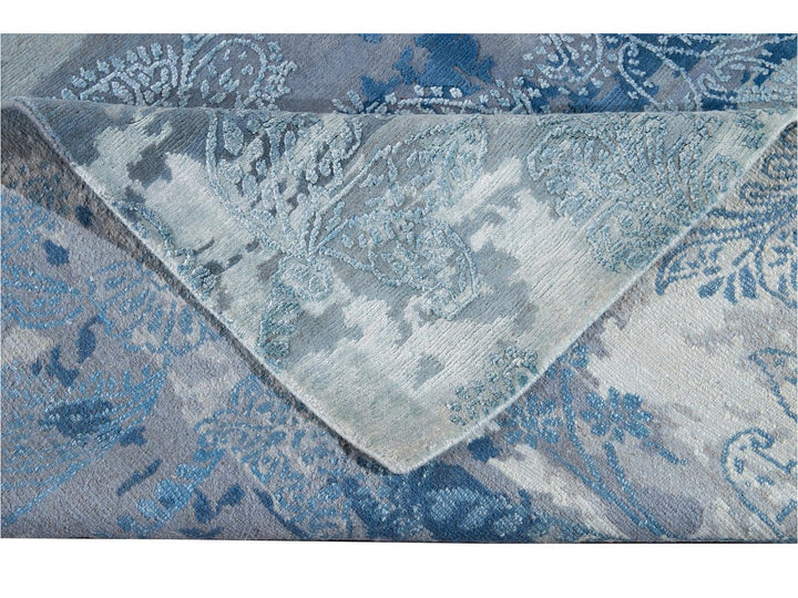 21st Century Modernn Wool and Silk Indian Rug 8 X 10