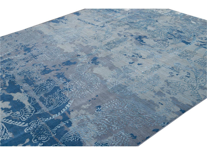 21st Century Modernn Wool and Silk Indian Rug 8 X 10