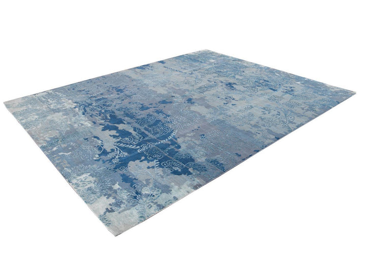 21st Century Modernn Wool and Silk Indian Rug 8 X 10
